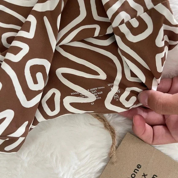 Stone Fox Swim Brown and White Bikini Bottom - Picture 3 of 4